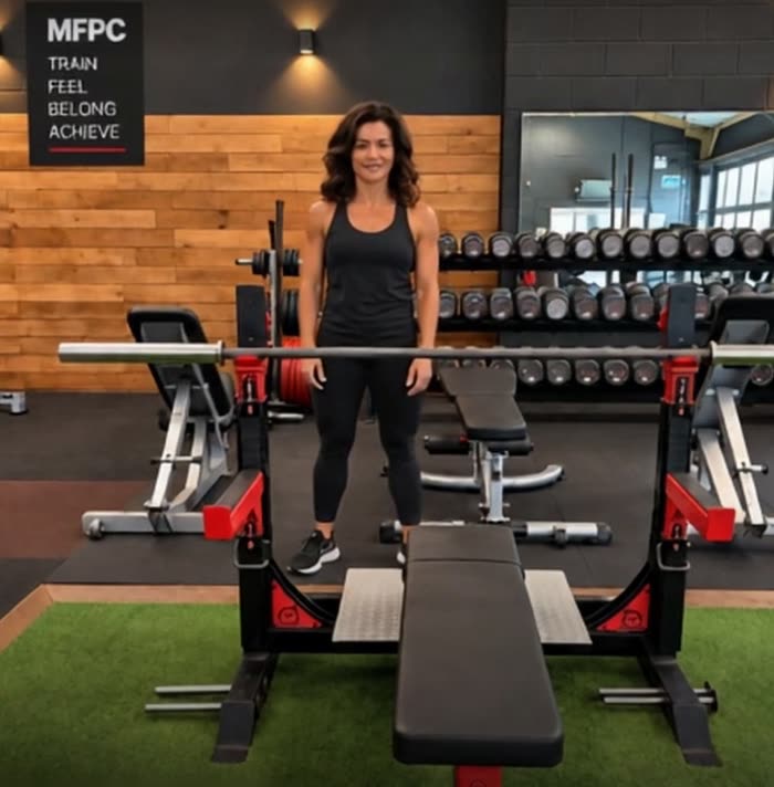 Member in the free weights area