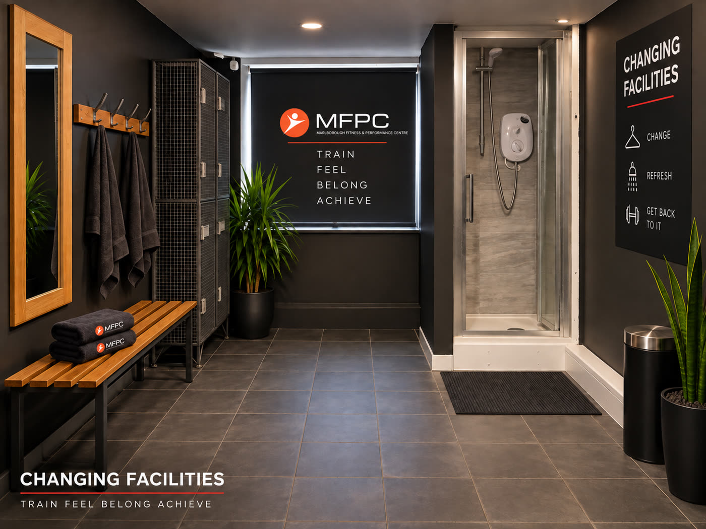 Changing room and shower