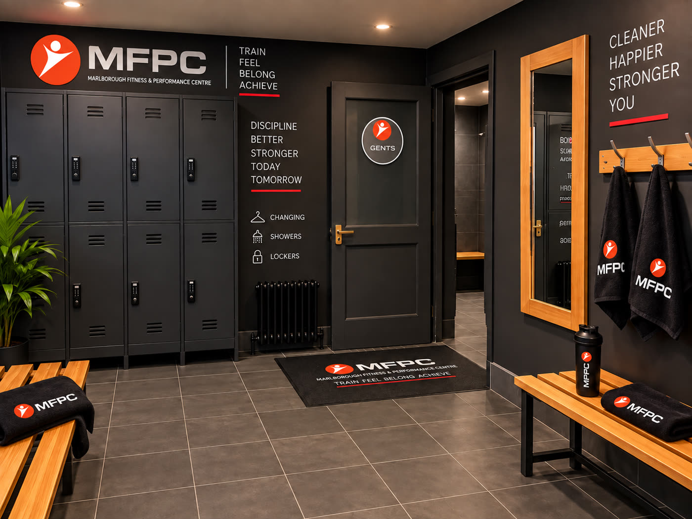 Changing room with lockers